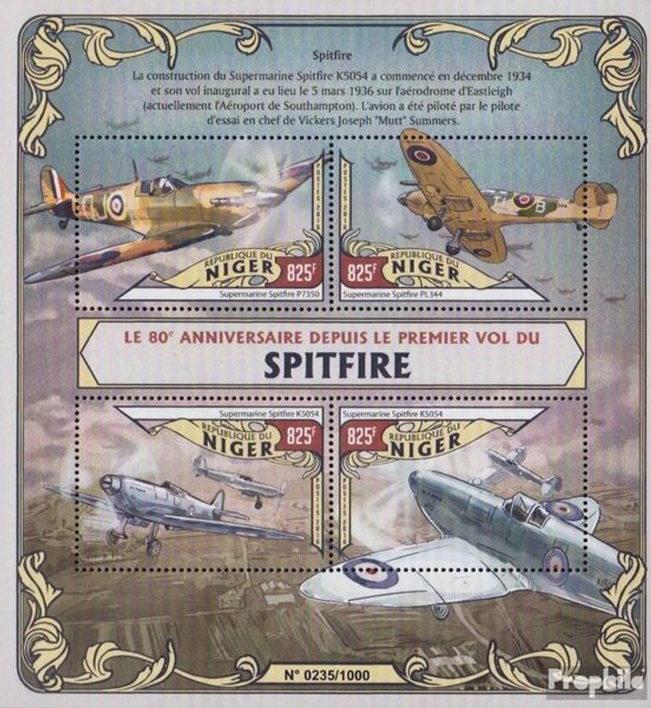 Briefmarken Niger 2016 Mi 4027-4030 Kleinbogen (kompl. Ausg.) postfrisch Flugzeuge