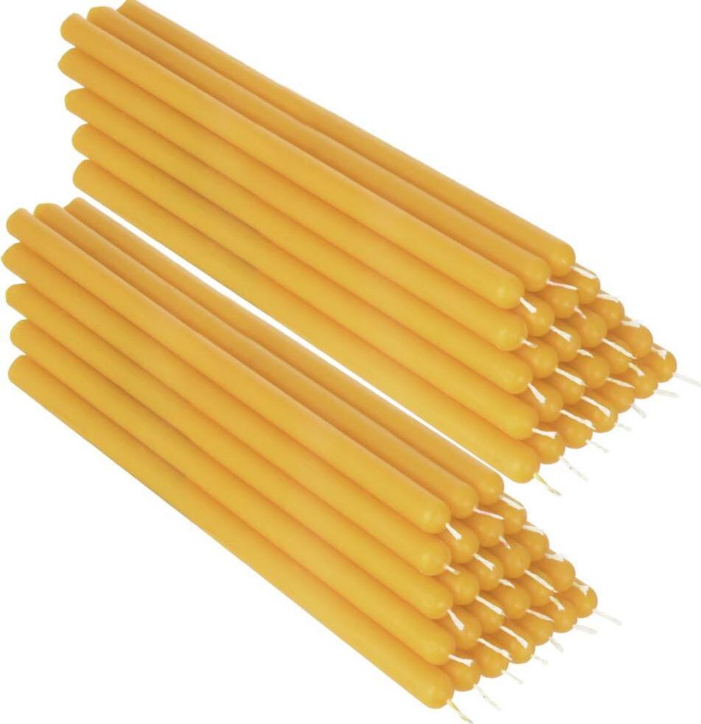 50x Gelbe Bienenwachs 21cm Tafelkerze Ritualkerze Osterkerzen Farbig 36342