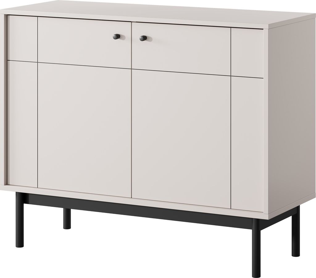 Masseno Kommode GIAPPONESE 104 cm Sideboard mit 2 Türen für Wohnzimmer Schlafzimmer Modern 104x39x84 cm Kaschmir / Kaschmir