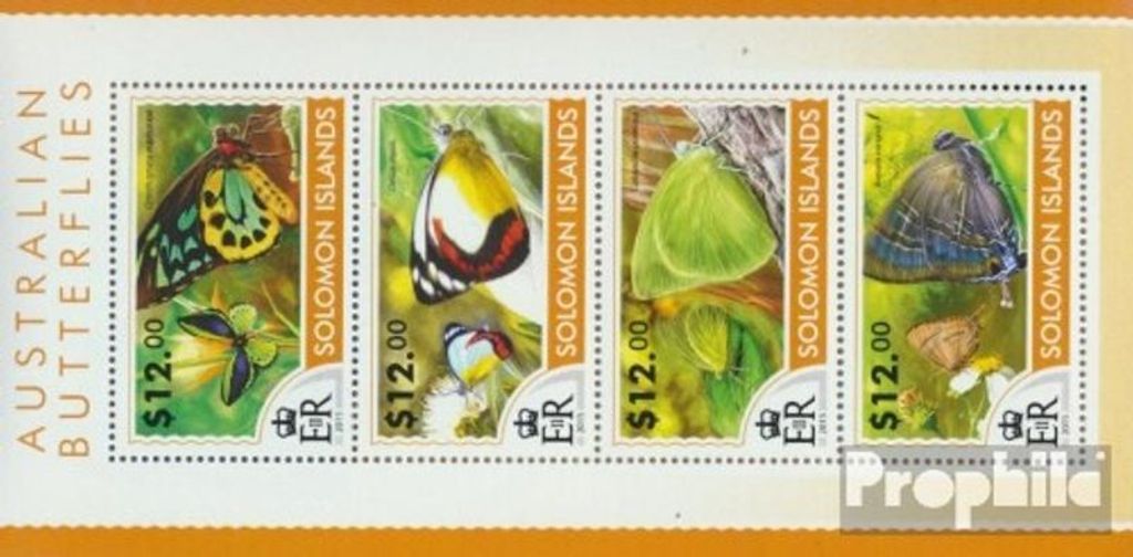 Briefmarken Salomoninseln 2015 Mi 3107-3110 Kleinbogen (kompl. Ausg.) postfrisch Australische Schmetterlinge