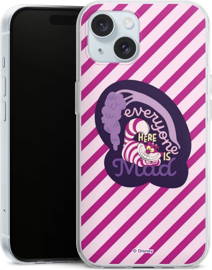 DeinDesign Handyhülle für Apple iPhone 15 Silikon Hülle Case Smartphone Schutzhülle Alice im Wunderland Disney Grinsekatze