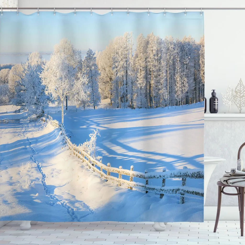 Tenda da Doccia Impermeabile 175x180 ABAKUHAUS | Tessuto Antimuffa Blu
