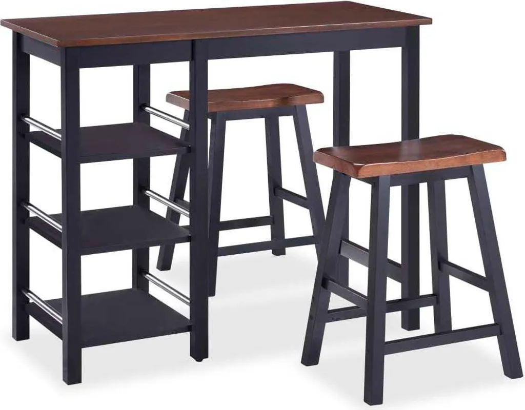 Aménager un Coin Repas Compact : Set de Bar 3 Pièces Noir Prêt à Poser