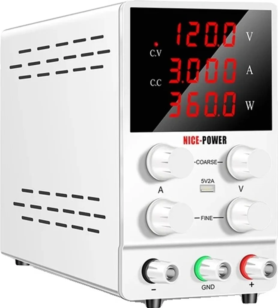 Source d'alimentation de laboratoire 120V 3A réglable LED - Blanc 120V3A