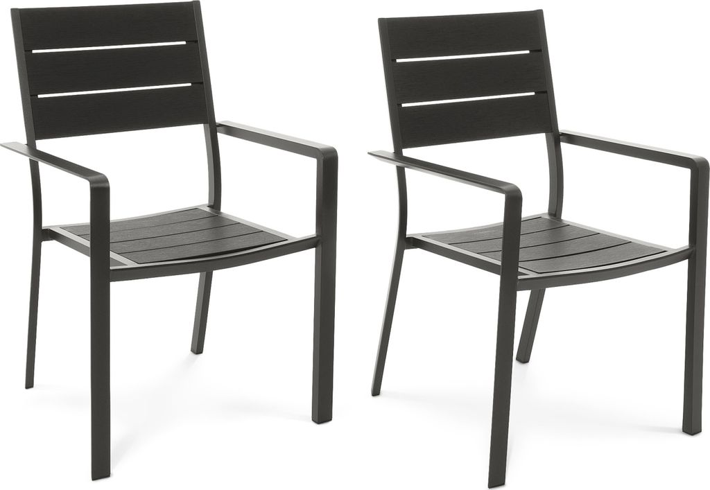 di volio 2er Set Gartenstühle Teri - schwarz, aus Aluminium und Kunstholz, modernes Design, robust & wetterfest