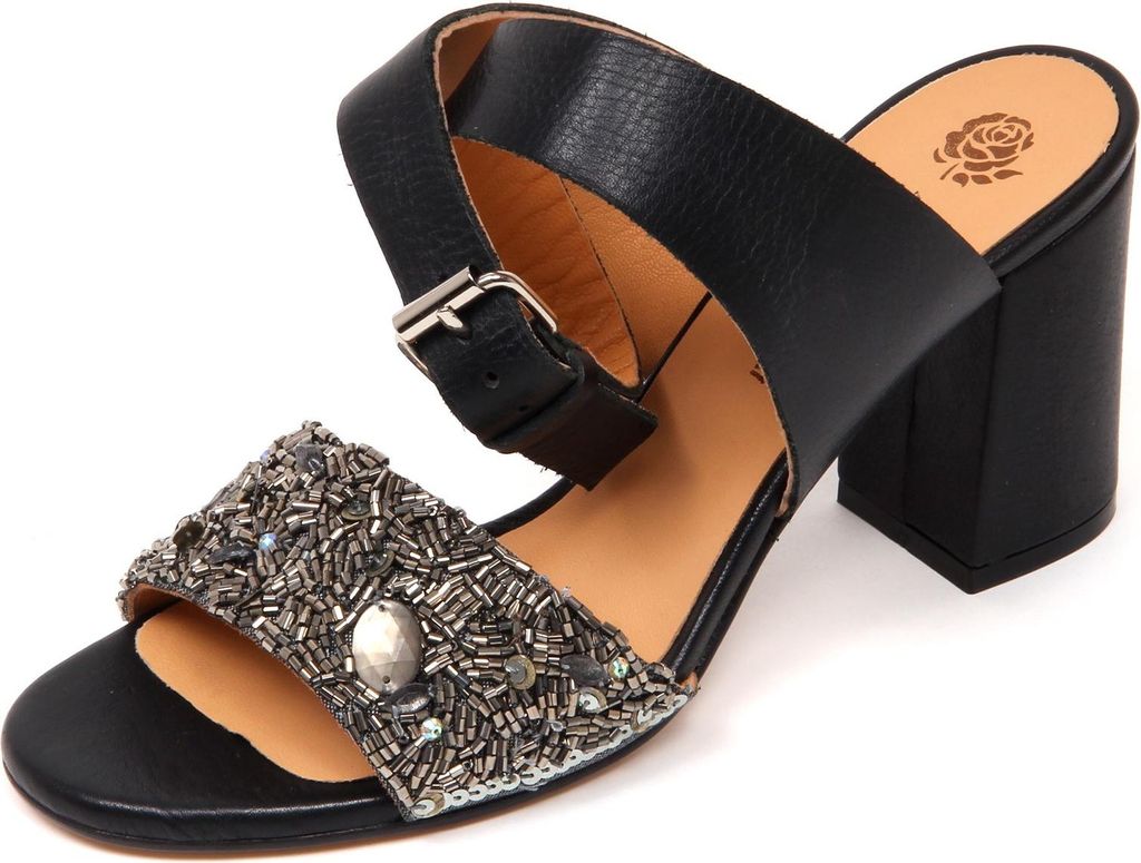 D0690 Damen Sandale MALIPARMI CONFUSED SEQUIN Perlenschuhe schwarz Schuh Frau
