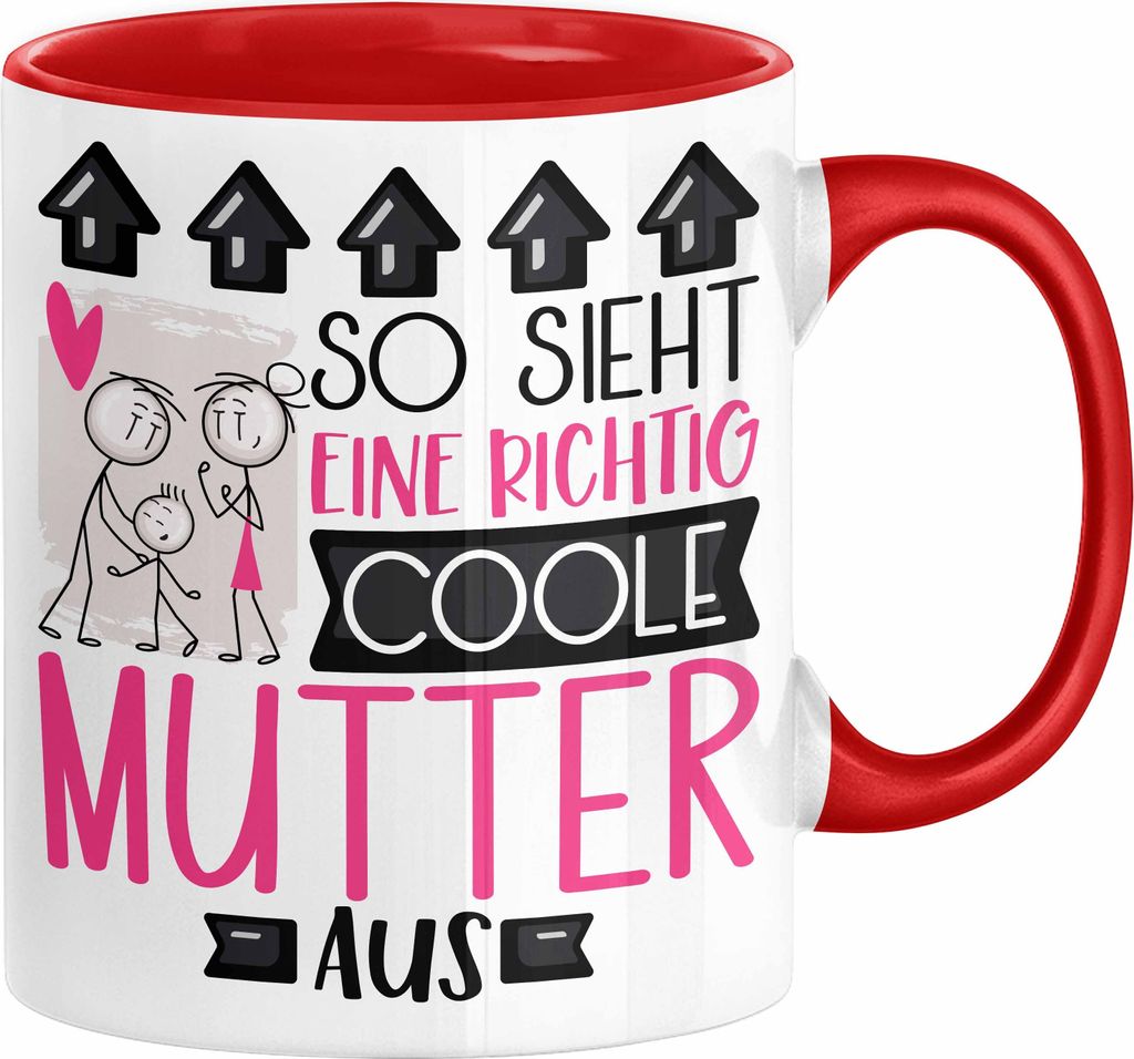 Mutter Geschenk Tasse Lustig Geschenkidee für Mutter Geburtstag So Sieht Eine Richtig Coole Mutter Aus Frauen Spruch Muttertag Beste Mama (Rot)