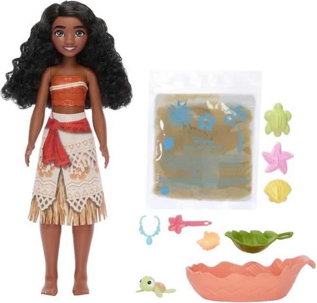Vaiana Puppe Disney Princess mit Zubehör, Inklusive Farbwechselnder Schildkröte, JFT12, Spielzeug für Kinder ab 3 Jahren