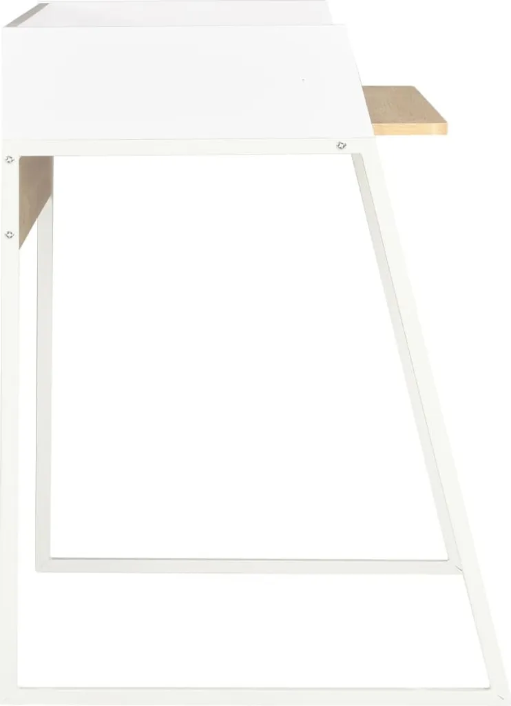 Bureau bicolore blanc et chêne 90x60 cm structure robuste et moderne - 3
