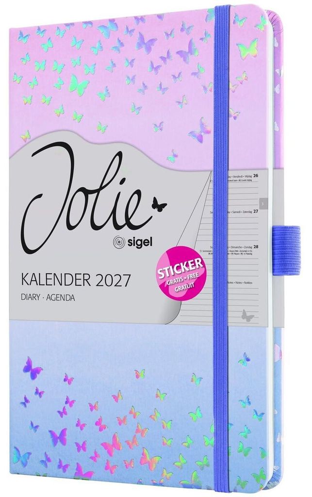Wochenkalender Jolie 2027 Hardcover ca. A5 Butterfly Confetti Candy 174 Seiten