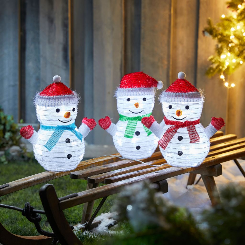 2x LED Schneemann Weihnachtsdekoration - Batteriebetriebene Desktop-Figuren Mit Warmem Licht