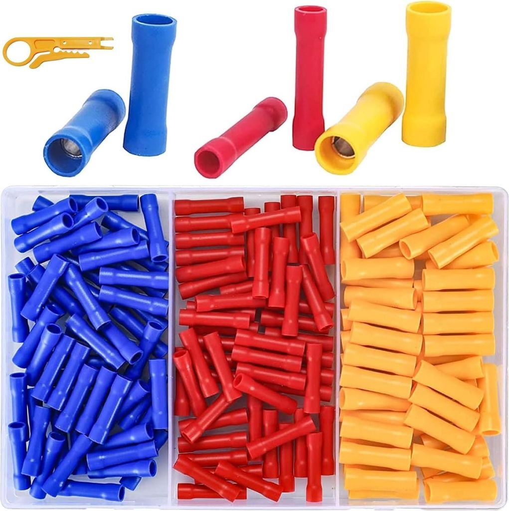 200 Stück Quetschverbinder Set mit Abisolierzange 0 5 6 mm² KFZ