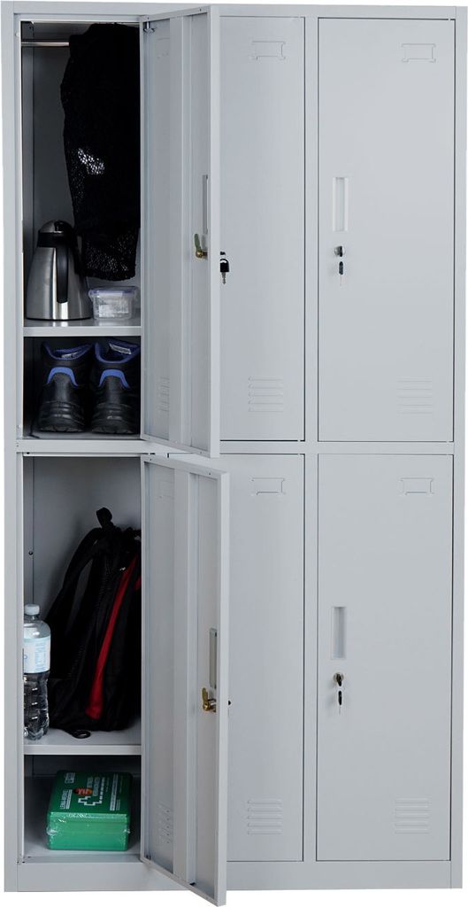 Schließfach Preston T829, Schließfachschrank Wertfachschrank Spind, Metall 6 Fächer grau