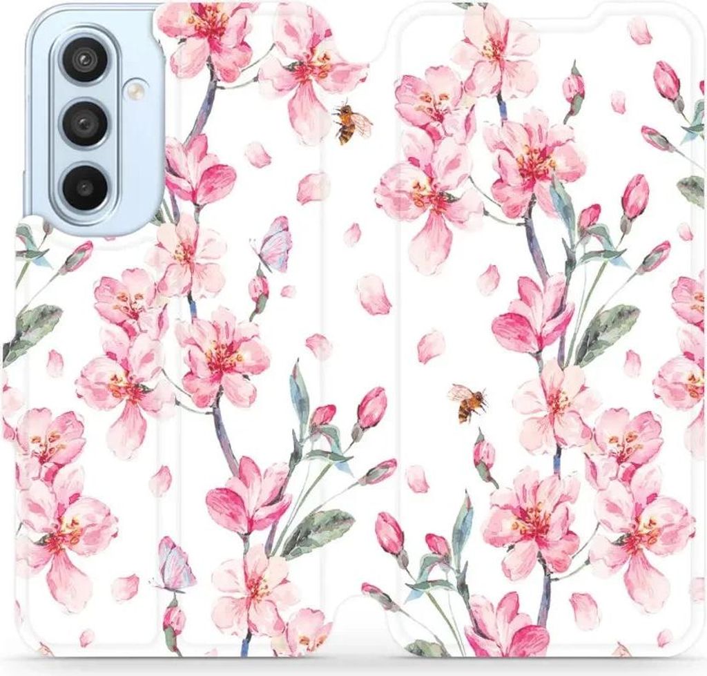 Handyhülle mit klappe für Galaxy A54 5G, Mobiwear Book, Rosa Frühling