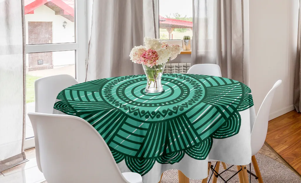 ABAKUHAUS Mandala Tovaglia Rotonda Verde Seafoam 150cm - Design Orientale