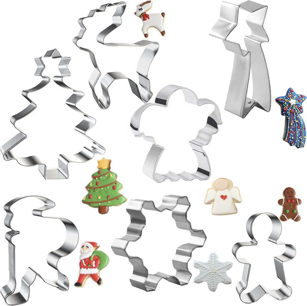 Weihnachts Ausstechformen Set - Tannenzapfen, Schneeflocke, Stern Aus Holz Für Plätzchen