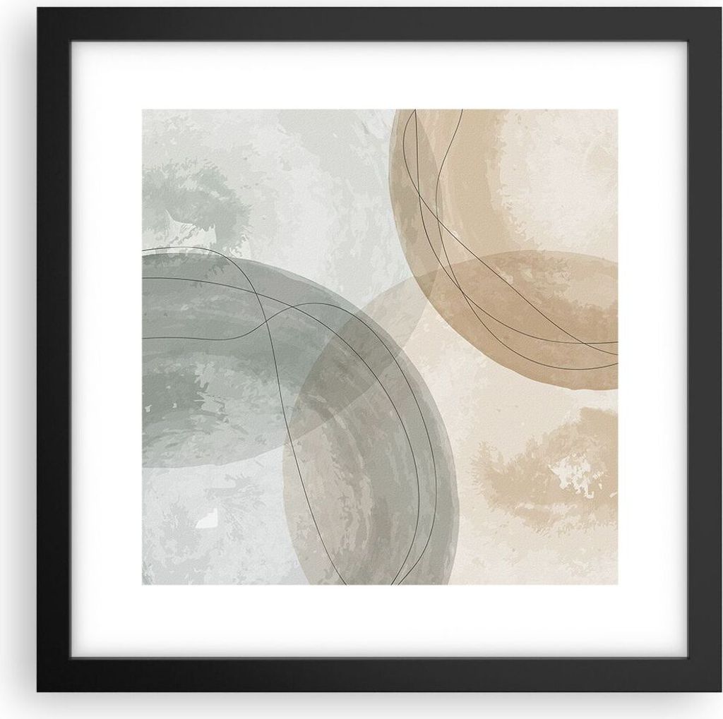 Gerahmtes Poster - Schwarzer Rahmen - Aquarell Räder Pastell - 30x30 cm - Wand Bild - Wanddeko - Wandbilder - Kunstposter - Wandposter - Bilderrah...