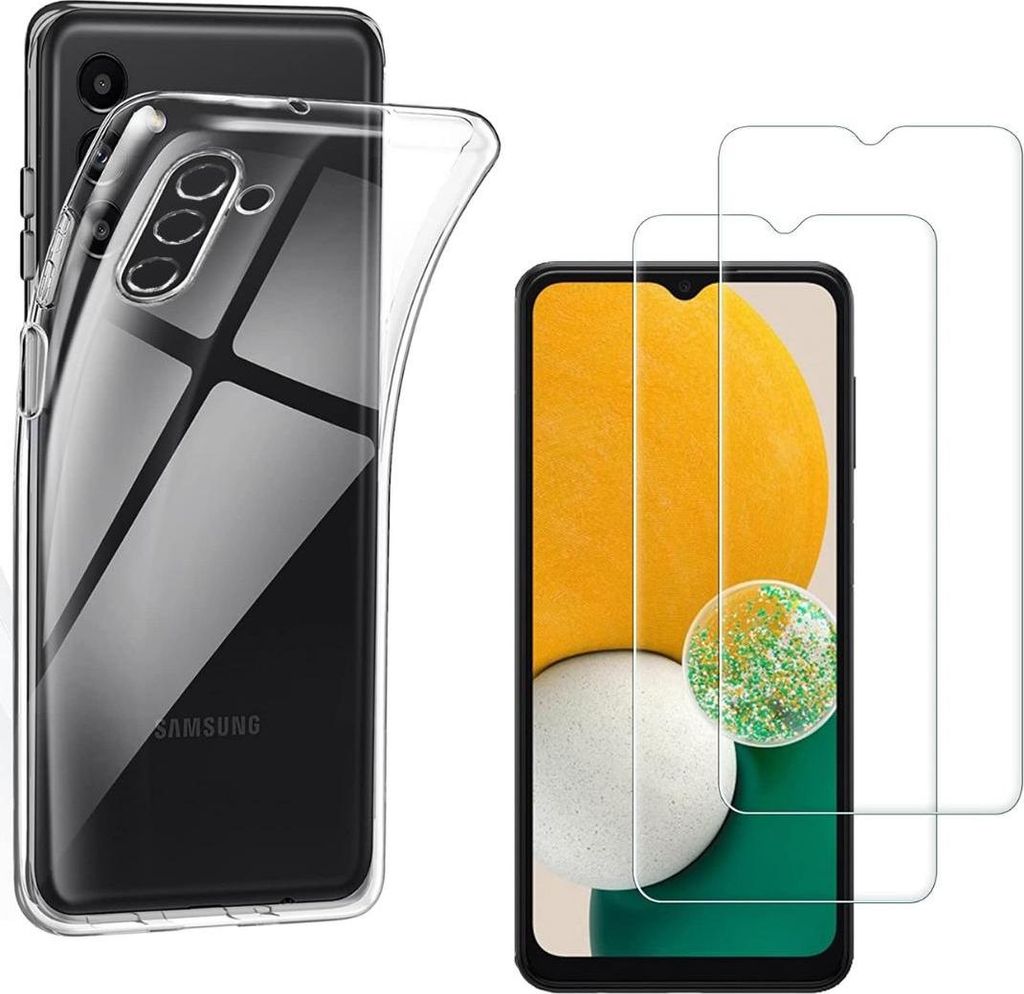 Hülle für Samsung Galaxy A13 5G mit 2 Displayschutzfolien aus Hartglas Phonillico