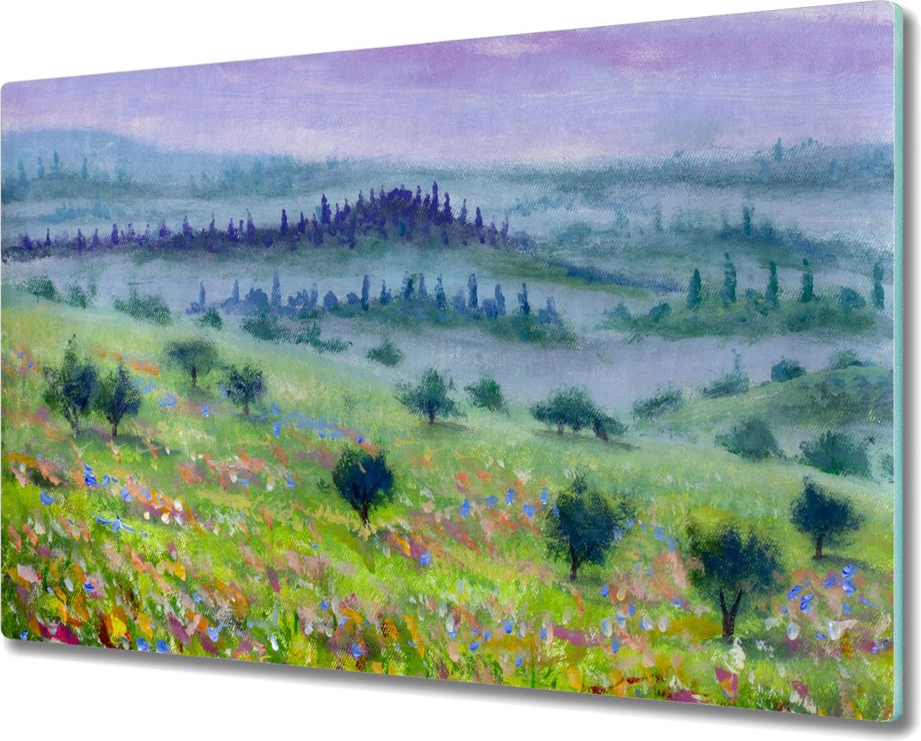 Coloray Küchenbrett Kochplattenabdeckung Hackbrett Schneidebrett Herdabdeckplatte 80x52 cm - Landschaft Baum