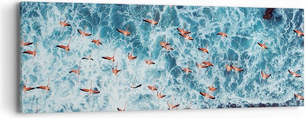 Bild auf Leinwand - Leinwandbild - Einteilig - Flamingos Karibik Vögel - 90x30cm - Wand Bild - Wanddeko - Wandbilder - Leinwanddruck - Bilder - Wa...