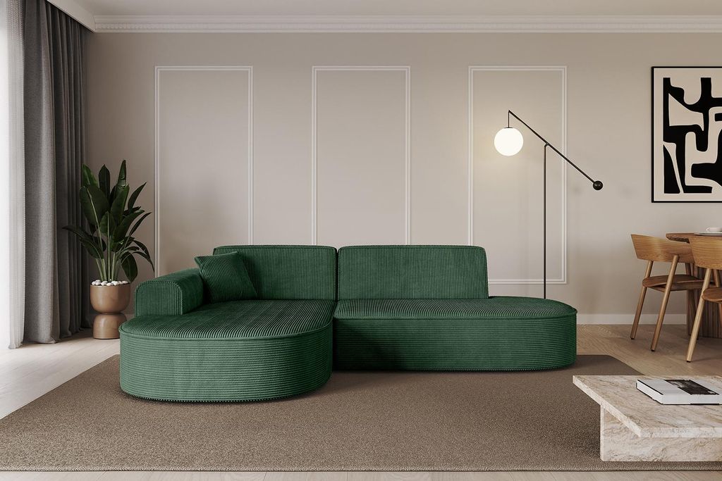 ALTDECOR Ecksofa in L-Form MARI-L1 - 243x171x79,5 cm Grün - Corner Sofa Bett Eckcouch Couch Wohnlandschaft Cauchsofa