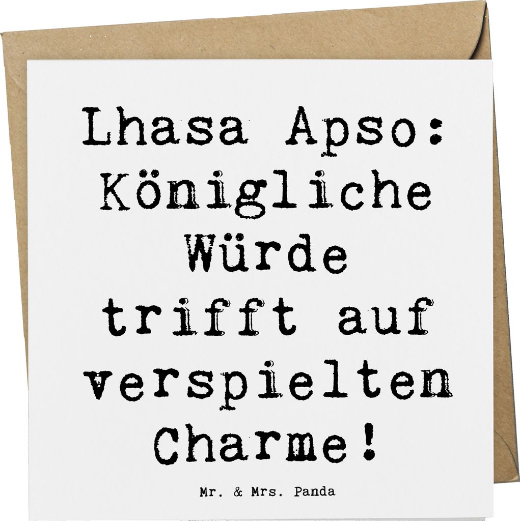 Mr. & Mrs. Panda Grußkarte Spruch Lhasa Apso Charme - Weiß - Geschenk, doppelkarte, einzigartige Hunderasse, Hundeliebhaber, Hunderassen Charakte...
