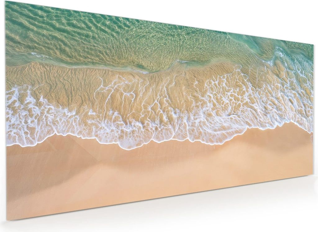 Küchenrückwand Spritzschutz Glas mit Motiv Strandwellen 40 x 40 cm