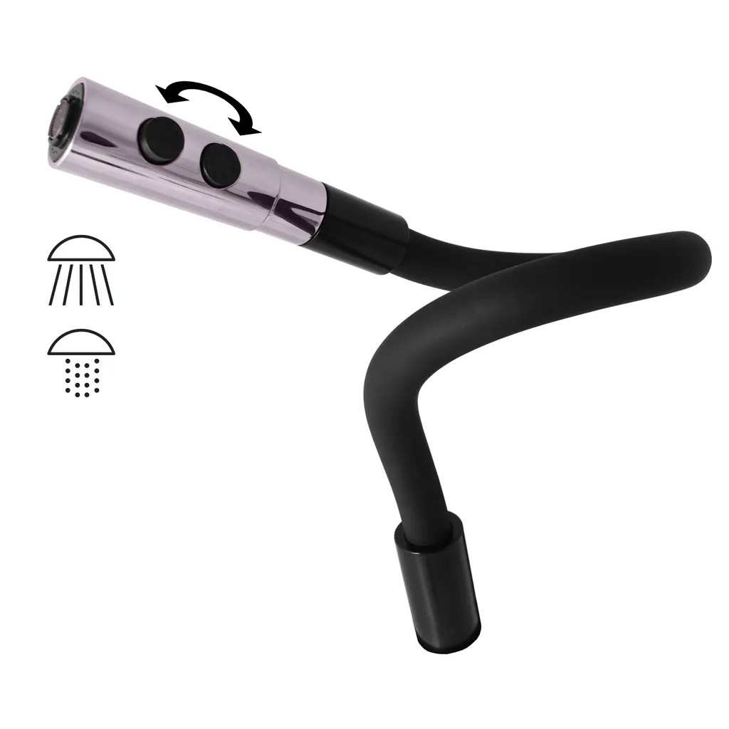Bras de Douche Flexible et Douchette Noir Mat Slezák-RAV Confort d'Usage