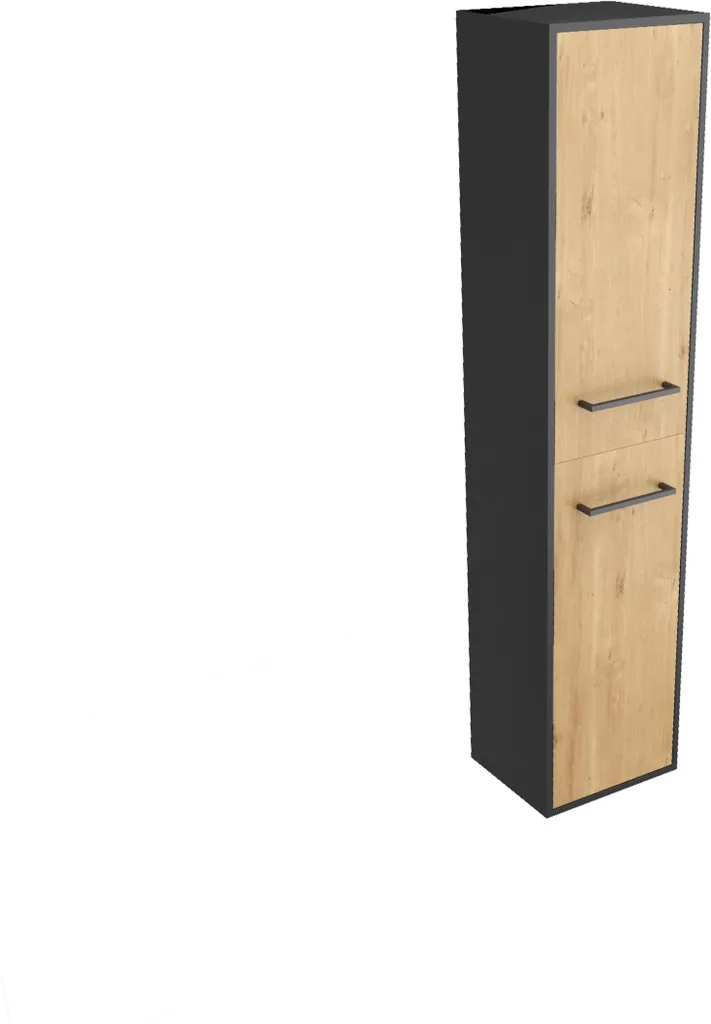 Solution de rangement salle de bain : colonne étroite chêne et noir
