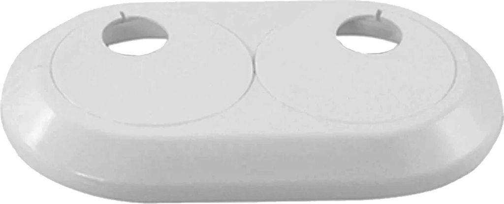 tecuro Doppel-Scharnierrosette Ø 22 mm, Rohrabstand einstellbar von 35 - 58 mm - weiß