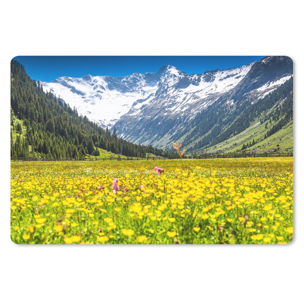 MuchoWow Schreibtischunterlage Blumen - Mons - Gelb 60x40 cm - XXL Mauspad - Großes Mauspad