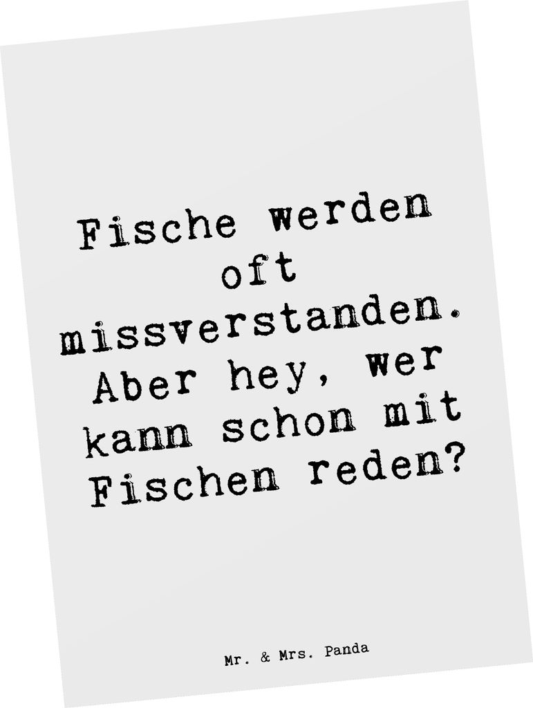 Mr. & Mrs. Panda Grußkarte Spruch Fische Geheimnisse - Weiß - Geschenk, Ansichtskarten, Sternzeichen, Eigenschaften, bildkarte, Postkarte, Tierkr...