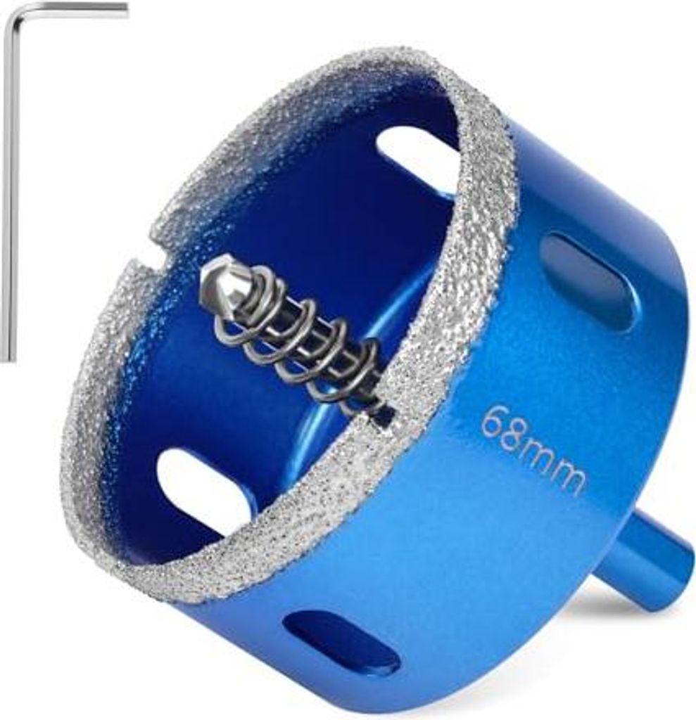 Flintronic Diamantbohrer, 68mm Diamant Lochsäge, mit Zentrierbohrer, Glasbohrer mit diamant Beschichtung Kohlenstoffstahl, Bohrkron Fliesenbohrer,...