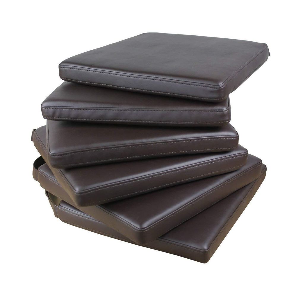 4er Set Stuhlkissen "Larissa" Dunkelbraun Kunstleder