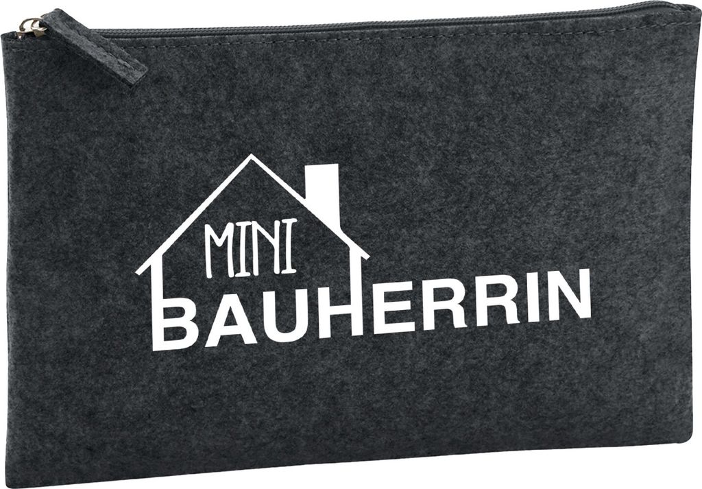 Huuraa Kulturbeutel Mini Bauherrin 1 Liter Charcoal Filz Kosmetiktasche Geschenkidee