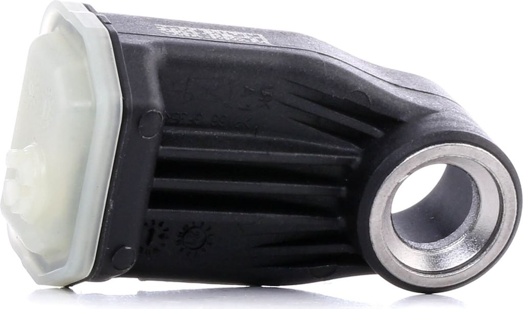 A black and white automotive part is shown against a white background.