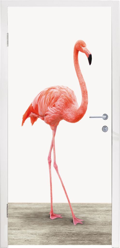 MuchoWow Türtapete Selbstklebende Türfolie Flamingo - Rosa - Vogel - Mädchen - Jungen - Kind 85x215 cm Türposter Türaufkleber Klebefolie Tü...