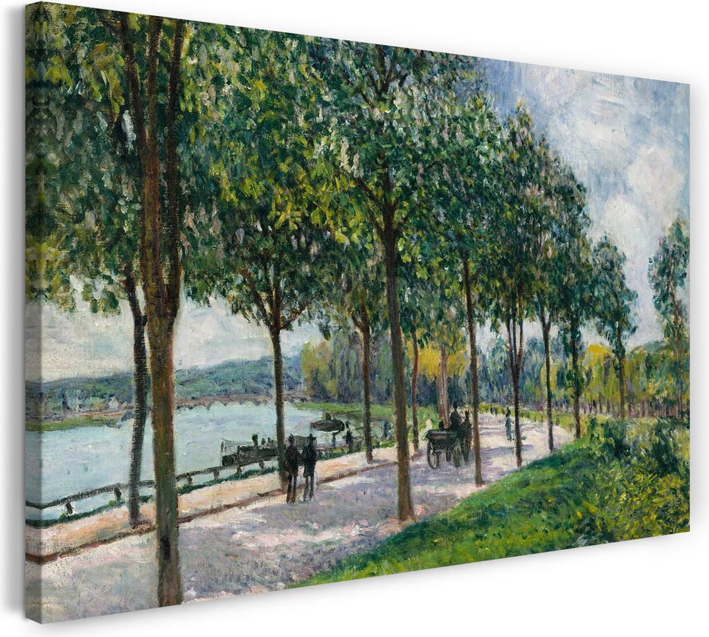 Leinwandbild (100x70cm): Alfred Sisley - Allée of Chestnut Trees, echter Holz-Keilrahmen inkl. Aufhänger, handgefertigt in Deutschland