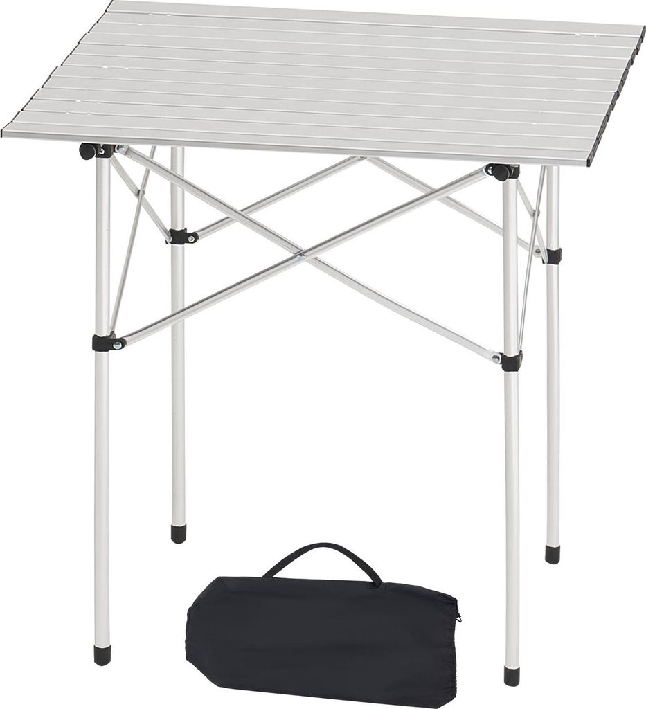 SucceBuy Klapptisch Buffettisch tragbarer Allzwecktisch 70 cm, quadratischer Aluminiumtisch (für 2-4 Personen) mit Tragetasche, Gartentisch Campin...