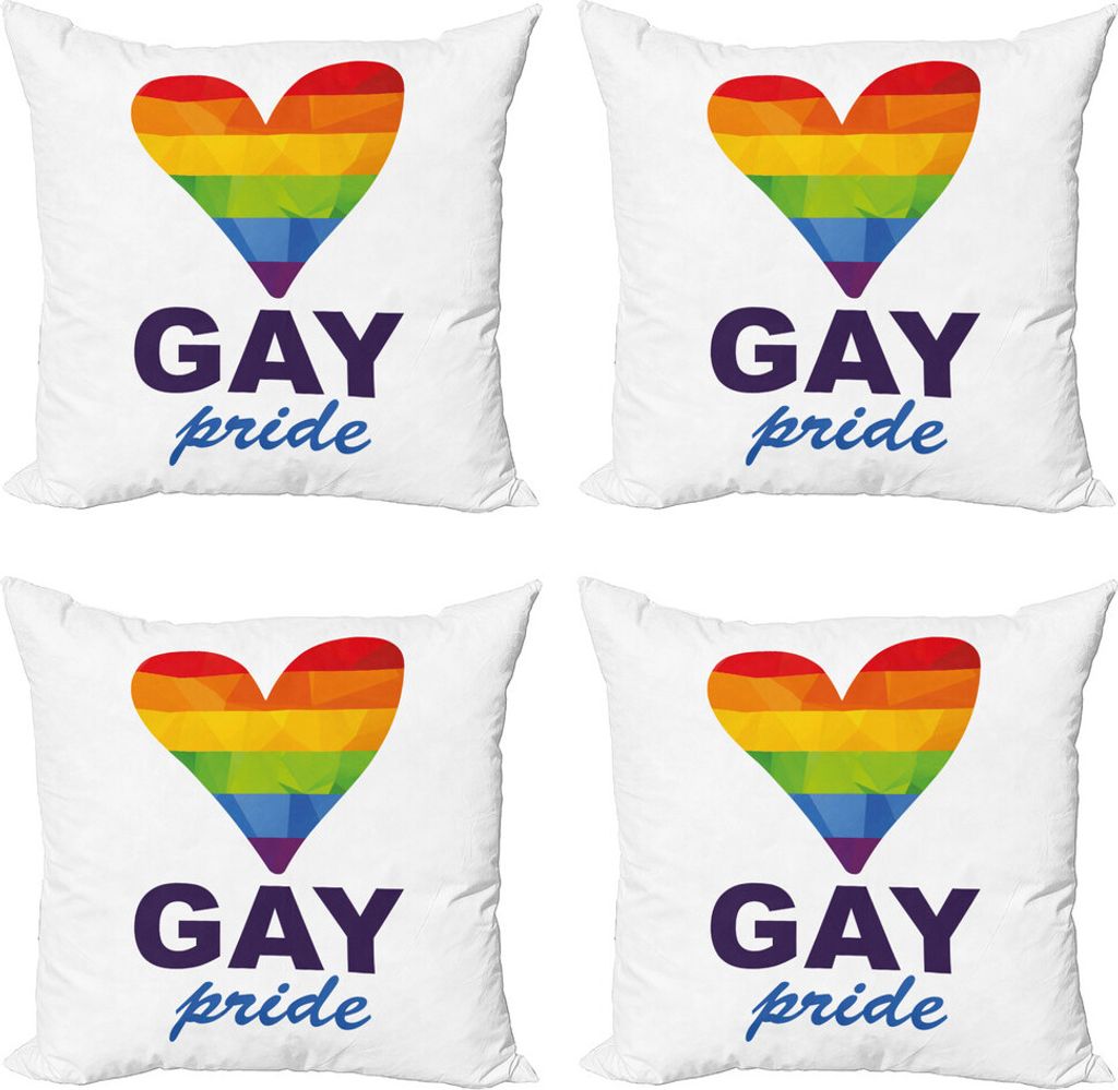 ABAKUHAUS Stolz Kissenbezug Set (4 Stück), Homosexuell Kultur Herz, Moderner Doppelseitiger Digitaldruck, 45 cm x 45 cm, Mehrfarbig