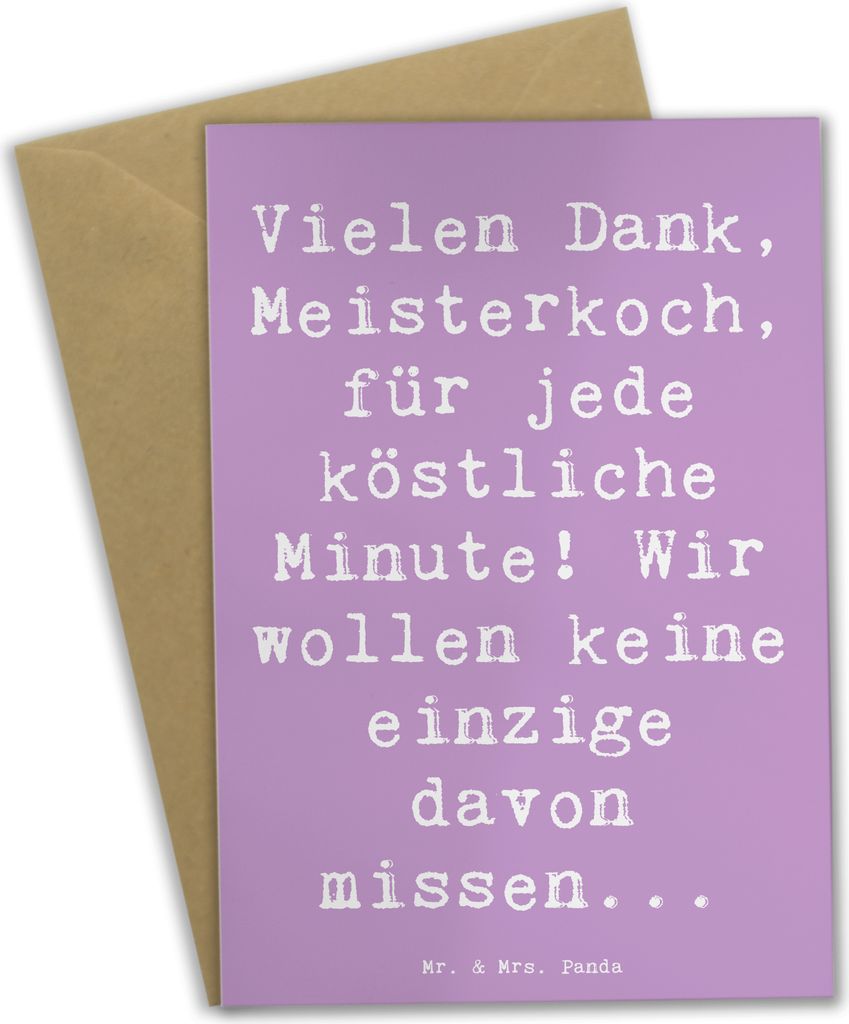 Mr. & Mrs. Panda Klappkarte Spruch Danke Koch - Lavendeltraum - Geschenk, Grußkarten, weihnachtskarten, glückwunschkarten, Bedanken, sagen, Herz,...