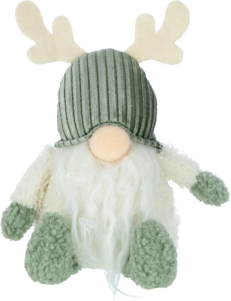 Gnome J-Line en Bois et Tissu Vert et Beige - Figurine Small Deco