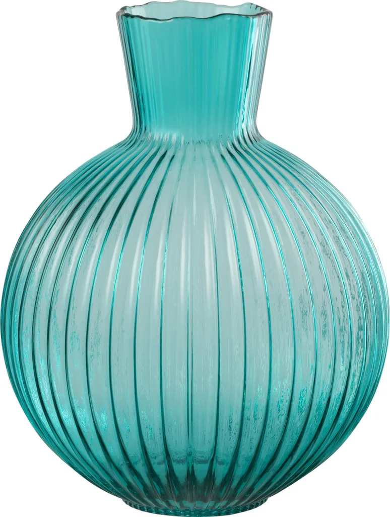 Vase boule turquoise rainuré J-Line : Sublimez vos fleurs fanées