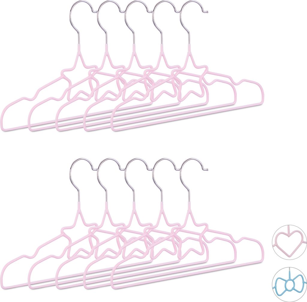 30x Kinderkleiderbügel - Stern - Kleiderbügel Kind - Kleiderbügel Set Rosa