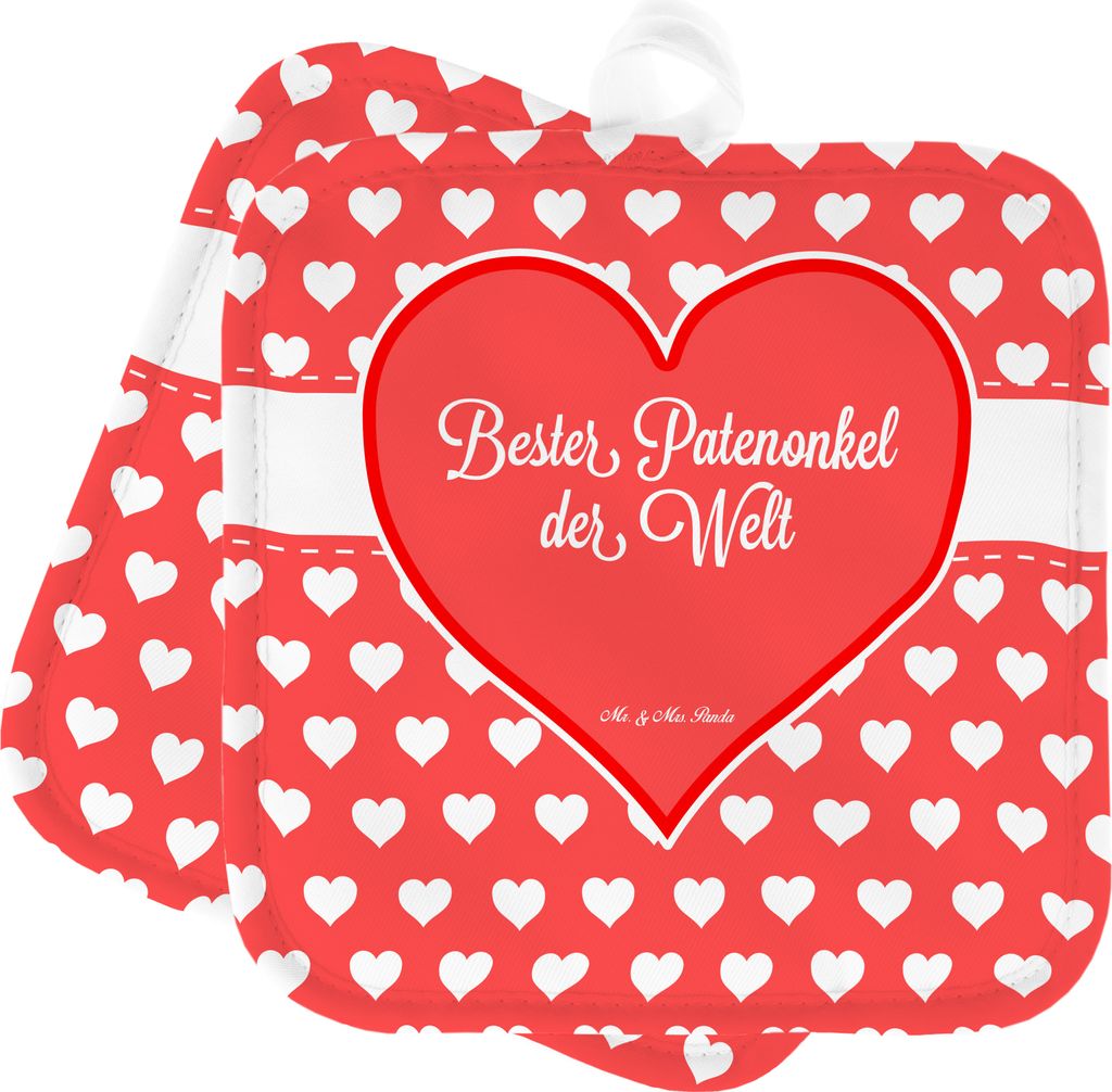 Mr. & Mrs. Panda Topflappen Patenonkel - Geschenk, Bester, Taufe, Paten Onkel, Topfuntersetzer, Set, Dankeschön, topfhalter, 2er, Mitbringsel, Ofe...