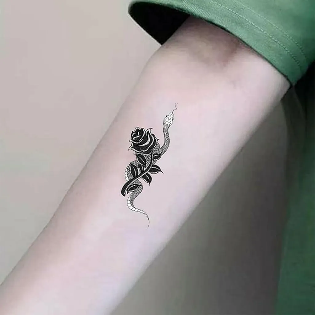 Tatouages éphémères Serpent noir pour déguisement et cosplay - 12 unités