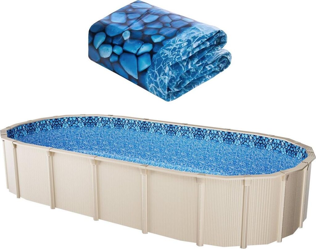 Ovaler Pool-Liner 12 x 24 ft Überlappungs-Pool-Liner 54 Zoll Wandhöhe