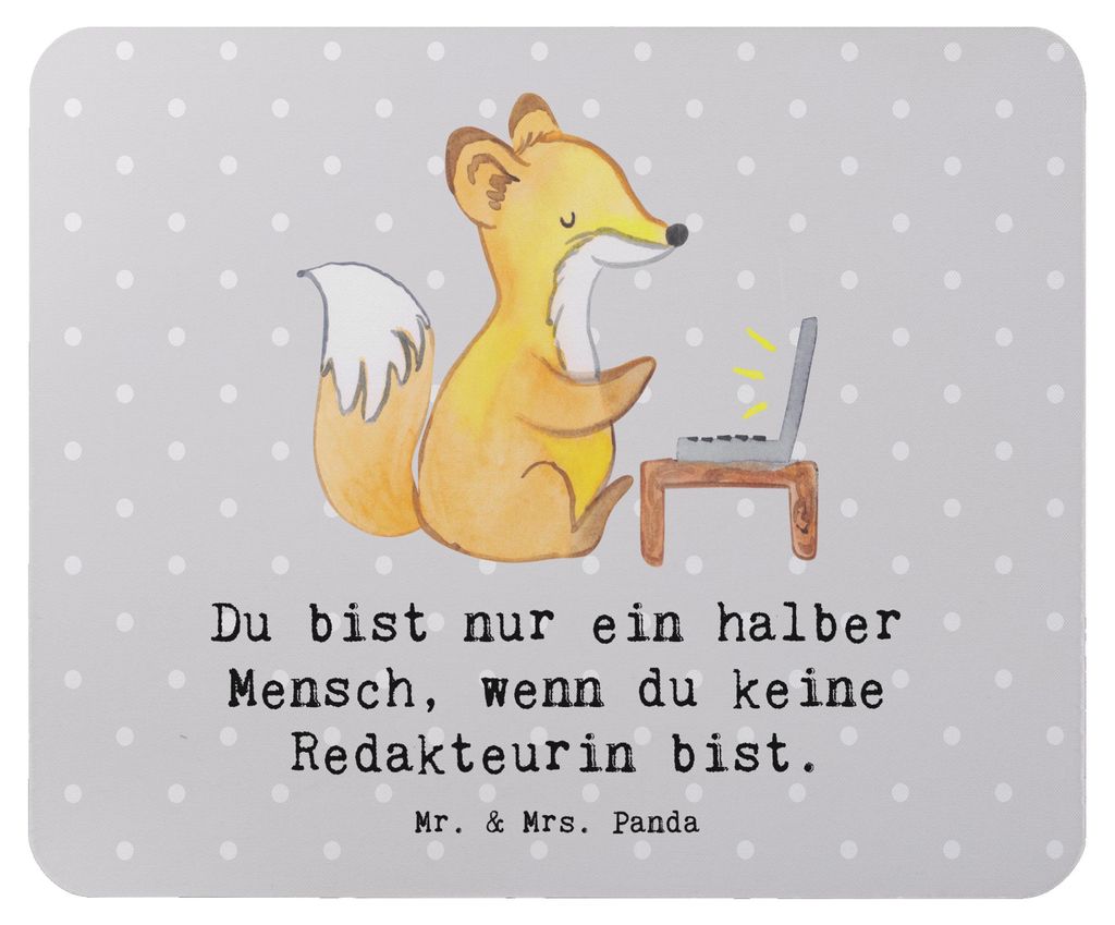 Mr. & Mrs. Panda Mousepad Redakteurin Herz - Grau Pastell - Geschenk, Witzig, Online, Beruf, mousematte, Referentin, Spruch, Lustig, Mouse Pad, Mau...