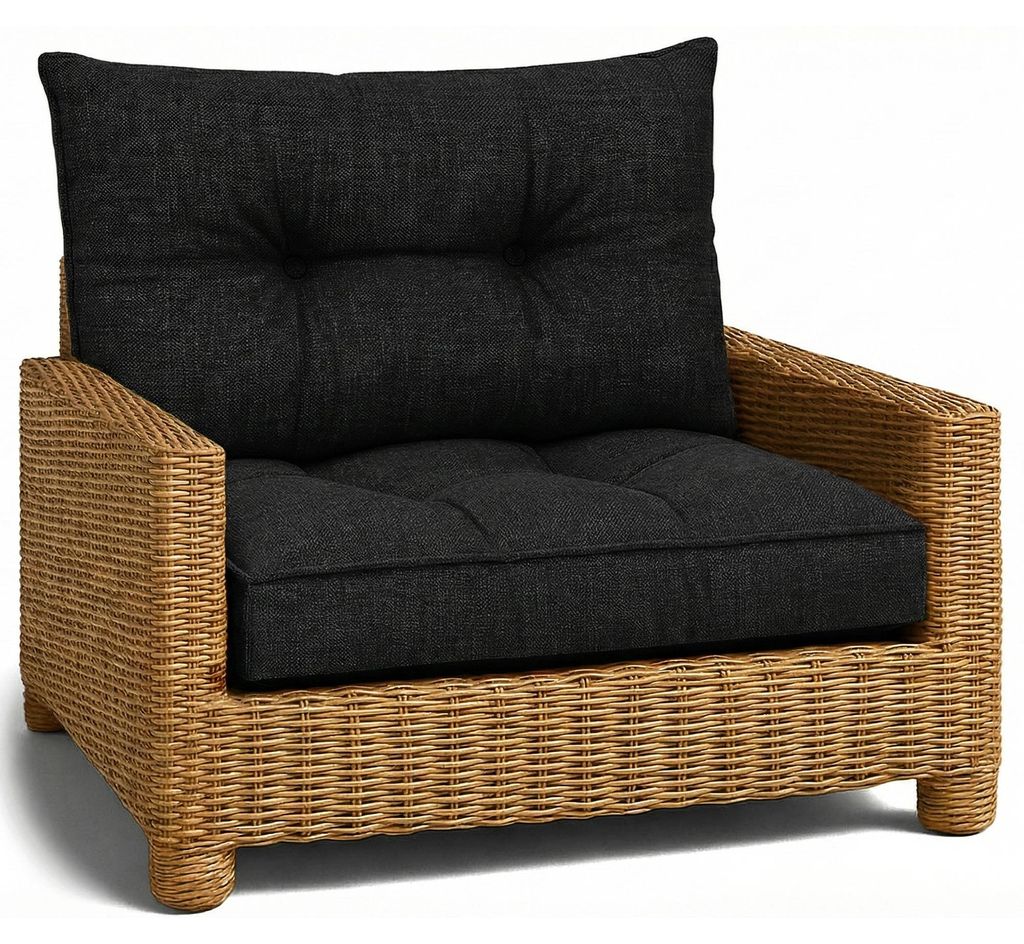 Polster Gartenmöbel Sitzpolster 70x70 cm Outdoor Rattan Graphit Öko-Leinen