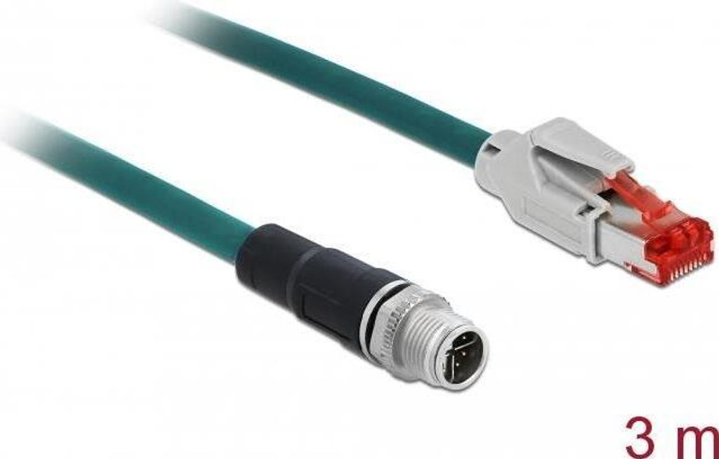 DELOCK Netzwerkkabel M12 8 Pin X-kodiert zu RJ45 St. PVC 3 m